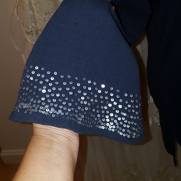 Navy thin sequined top - Picture 3 of 6
